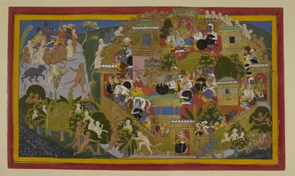 Ravana weist Lankas Verteidigung zu; Rama erkundet vom Berg Suvela aus