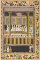 Shah Jahan ehrt die religiöse Orthodoxie, Seite aus dem St. Petersburger Album, ca. 1635