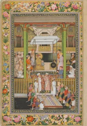 Shah Jahan ehrt die religiöse Orthodoxie, Seite aus dem St. Petersburger Album, ca. 1635