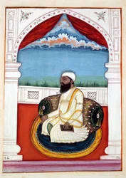 Sheikh Mohi-od-deen, aus Das Königreich Punjab, seine Herrscher und Häuptlinge, Band II, ein Band mit 30 Aquarellstudien eines unbekannten indischen Künstlers, ca. 1840