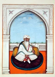 Sirdar Sham Singh, aus Das Königreich Punjab, seine Herrscher und Häuptlinge, Band I, ein Band mit 27 Aquarellstudien eines unbekannten indischen Künstlers, ca. 1840
