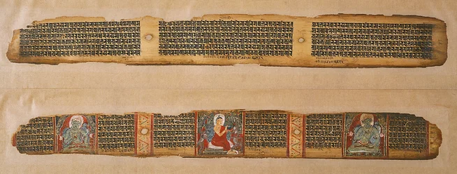 Der Buddha verteilt Honig, aus einem Prajnaparamita-Manuskript, Westbengalen