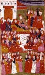 Der Tod von Abu Bakr, Illustration aus Hamla-i-Haydari, von Mirza Muhammad Rafi Bazil, 1808