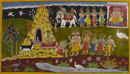 Die Kreaturen flehen Brahmā an, der Hanuman wiederbelebt, und die Götter verleihen ihm große Stärke