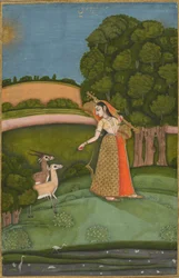 Todi Ragini, aus einer Ragamala-Serie, ca. 1755 (opake Aquarellfarbe mit Gold auf Papier)