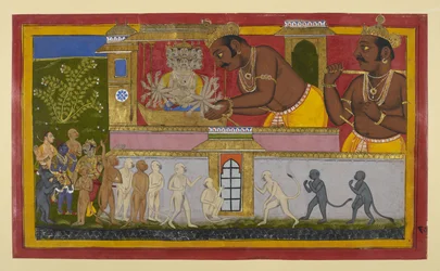 Vibhīṣaṇa erzählt von Kumbhakarṇas Fluch; Lakṣmaṇa erholt sich und erhebt sich
