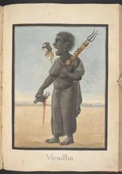 Viradha, ein menschenfressender Dämon, begegnet von Rama