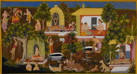 Vishvamitra entdeckt die Einsiedelei des Weisen Vasishtha