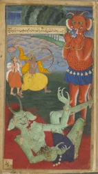 Bd.1 Bl.38 Rama und Laksmana konfrontieren die Dämonen Marica und Subahu Mohana