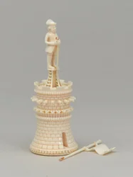 Weißer Turm, Schachfigur, Indien, ca. 1820