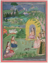 Yoginis (weibliche hinduistische Asketen) in einer Landschaft, Bikaner-Schule