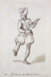 Mann mit Grillrost und Schuhlöffel