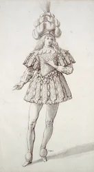 Maskenträger mit Federn und Federbusch