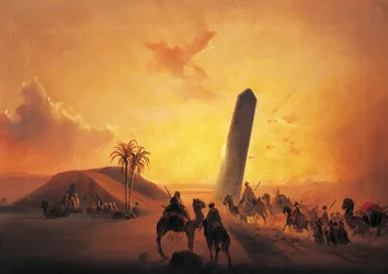 Karawane in der Wüste, Gemälde von Ippolito Caffi (1809-1866)