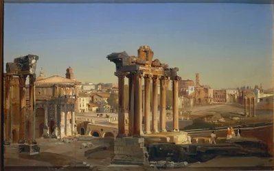 Italien, Rom, Blick auf das Forum Romanum mit dem Saturntempel von Ippolito Caffi