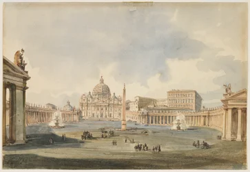 Ansicht des Petersplatzes und der Basilika in Rom