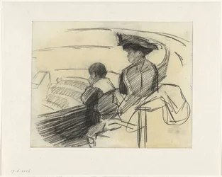 Dunkle Frau mit ihrem Sohn im Zirkus