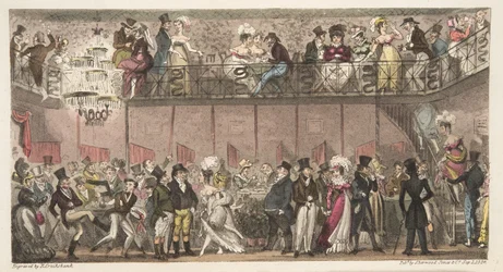 Der königliche Salon, Piccadilly, oder eine Stunde nach der Oper, aus The English Spy, veröffentlicht 1824