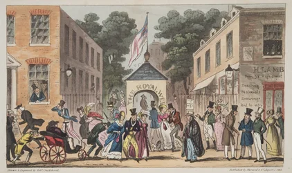Die Royal Wells, Cheltenham oder Spasmodische Affektionen durch Spa-Wasser, aus The English Spy, veröffentlicht 1824