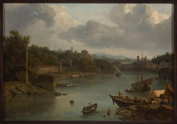 Blick auf den Tiber von Süden - Ripa Grande