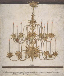 Entwurf für einen Kronleuchter mit sechzehn Kerzen, 1632