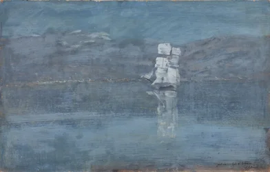 Landschaft mit einem Segelboot