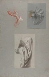 Hand von Saint Remi, Draperiestudie für Akolyth, der ein Buch hält (19. Jh.)