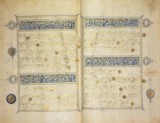 Illuminierte Seiten eines Koran-Manuskripts, Il-Khanid-Mameluken-Schule