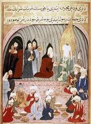 Muhammad: Christliche Mönche servieren eine Mahlzeit für Muhammad während seiner Reise nach Syrien