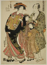 Manzan von der Chojiya, aus der Serie "Modelle für Mode: Neue Designs so frisch wie junge Blätter (Hinagata wakana no hatsu moyo)"