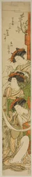 Die Kurtisanen Chozan vom Chojiya, Hanaogi vom Ogiya und Matsunoi vom Matsubaya