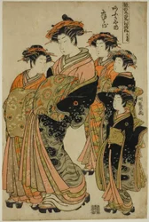 Der sechste Monat (Minazuki): Nioteru vom Ogiya, aus der Serie "Modelle für Mode: Neue Designs so frisch wie junge Blätter (Hinagata wakana no hatsu moyo)"