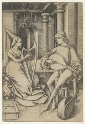 Laute Spieler und Harfenist, aus Szenen des täglichen Lebens, n.d.