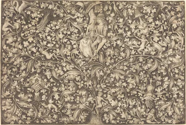 Ornamenttafel mit zwei Liebenden