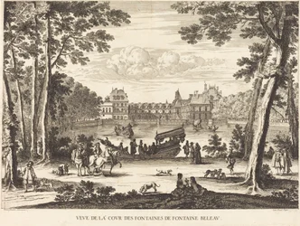 Ansicht des Hofes der Fontänen von Fontaine Beleau