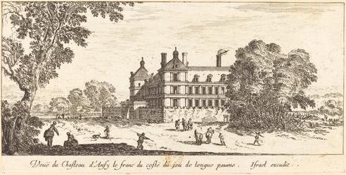 Ansicht des Schlosses Ancy-le-Franc von der Seite des langen Ballspiels