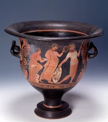 Krater aus Cumae, der eine Opferszene darstellt (Terrakotta, 320-310 v. Chr.)