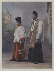 Karwoche in Florenz: ein Priester auf dem Weg, Häuser zu segnen