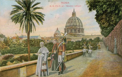 Papst Pius X. in den Gärten des Vatikans, Rom