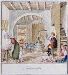 Ein rustikales Interieur in Cagliari, Druck ms. 258, Luzzetti-Sammlung