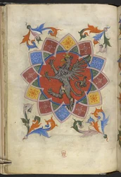 Add. 21965, f.5v Heraldische Figur: Ein Greif, Statut der Schneidergilde, aus 