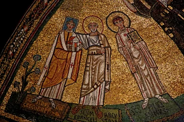 Apsis mit Heiligen und Papst Gregor IV (Mosaik)
