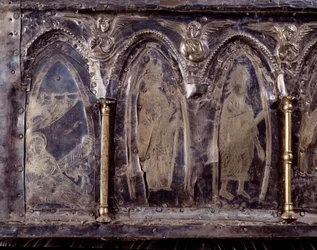 Arche Barbarossa, mit Szenen aus dem Leben von Johannes dem Täufer (Holz, Silberblatt und Steine)