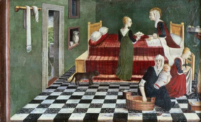 Geburt der Jungfrau (Teil eines Predella), Veneto, ca. 1480