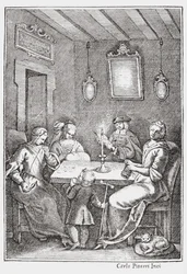 Chiaqlira liest Geschichten einer Nähgruppe vor, Titelblatt von Das Pentameron von Giambattista Basile, 1742