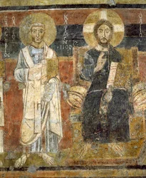 Christus in Majestät mit Heiligen, Santa Maria Antiqua, Rom