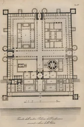Kroatien - Split (Spalato) - Rekonstruiertes Diokletianpalast von Robert Adam (Palast des römischen Kaisers Diokletian (Gaius Aurelius Valerius Diocletianus, 245-316). Gravur aus „Usi e Costumi di Tutti i Popoli dell