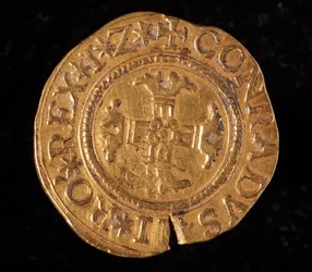 Währung der Republik Genua: eine goldene Quadrupla. Durchmesser 32 mm. 1616. Rückseite. Genua Musei di Strada Nuova (inv, M6459)