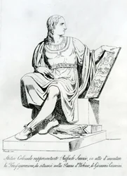Zeichnung einer Statue von Giovanni Ceccarini von Raffaello Sanzio da Urbino