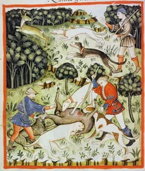 Gazellenjagd, Illustration aus Tacuinum Sanitatis Codex Vindobonensis